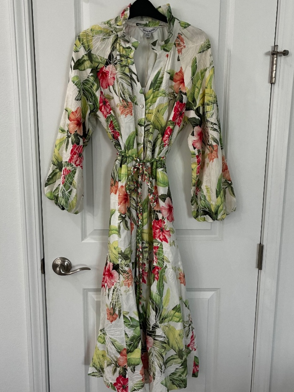 Tommy Bahama Daybreak Hibiscus floral linen dress NWT size medium